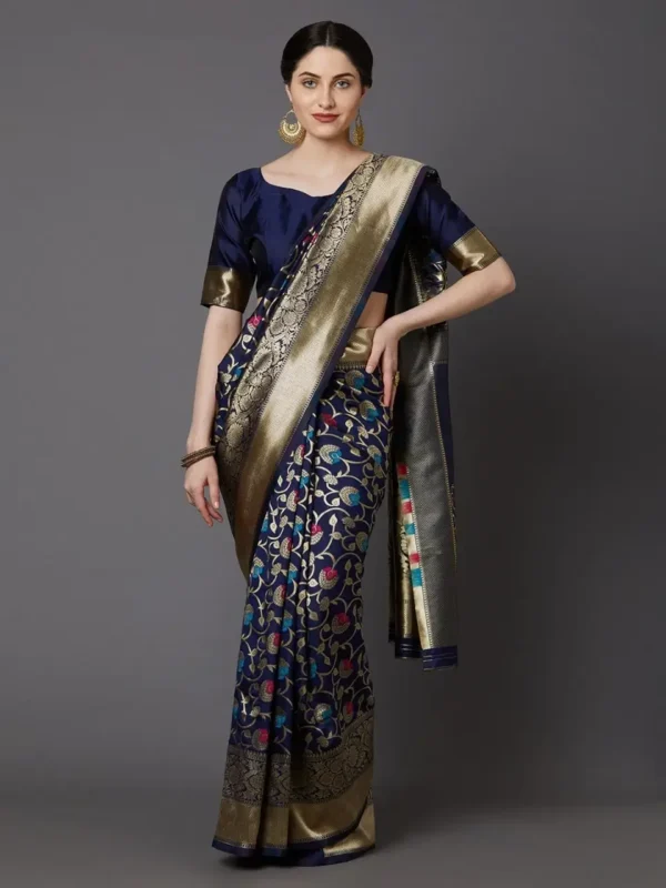 Printed Silk Saree with Blouse Piece-SK3123