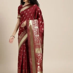 Printed Silk Saree with Blouse Piece-SK3126