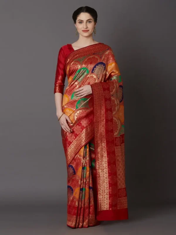 Printed Silk Saree with Blouse Piece-SK3128