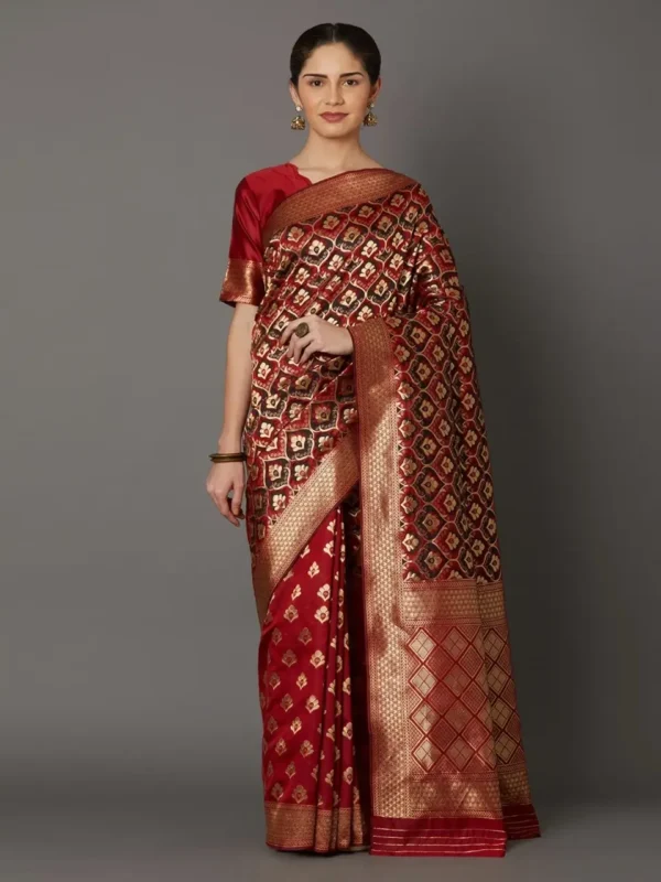 Printed Silk Saree with Blouse Piece-SK3131