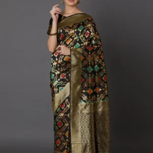 Printed Silk Saree with Blouse Piece-SK3133