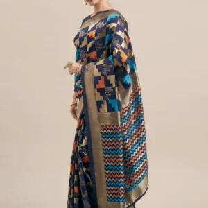 Printed Silk Saree with Blouse Piece-SK3134