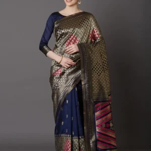 Printed Silk Saree with Blouse Piece-SK3135