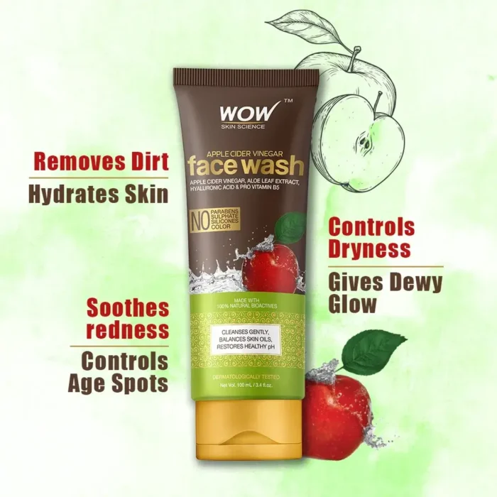 Wow Skin Science Apple Cider Vinegar Face Wash 100ml-3 Wow Skin Science Apple Cider Vinegar Face Wash 100ml-3