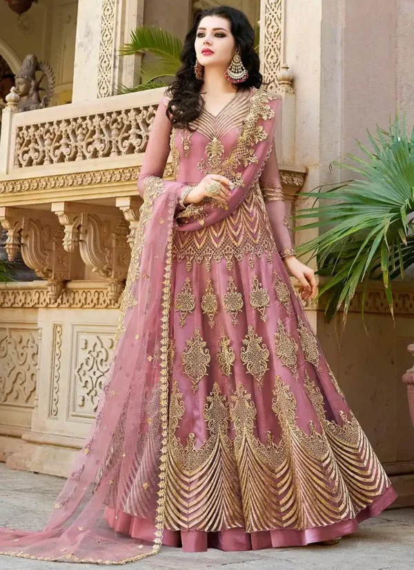 Semi Stitched Embroidery Work Gown 5001