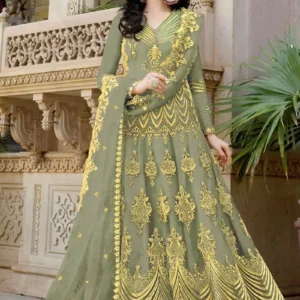 Semi Stitched Embroidery Work Gown 5003