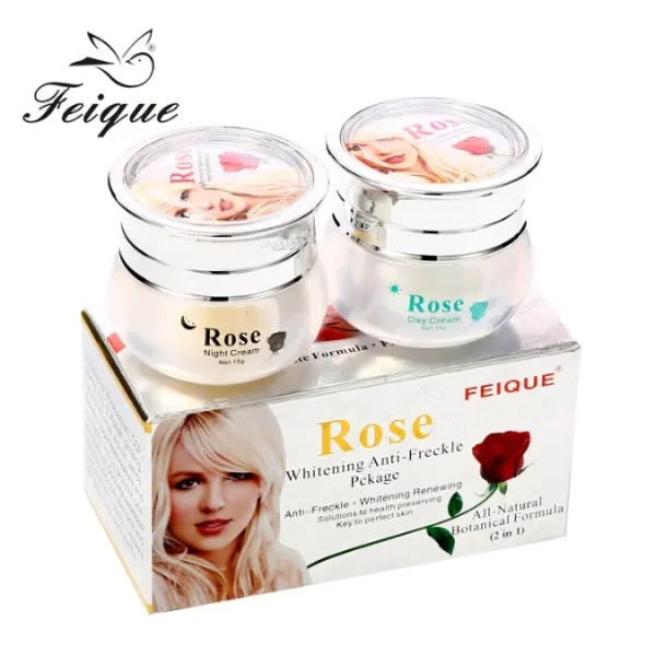 FEIQUE Rose Whitening Anti-Freckle Day Night Cream Set