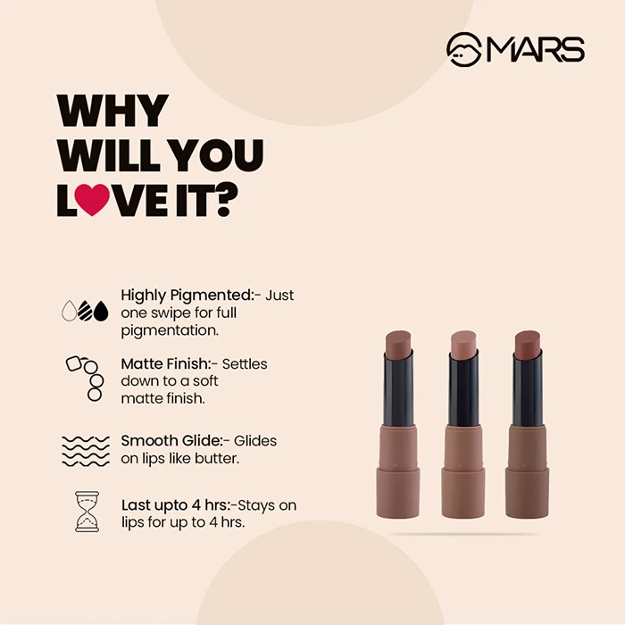 MARS Matte Lipsticks Box Set Shade - 05 Blushed Nudes-4 MARS Matte Lipsticks Box Set Shade - 05 Blushed Nudes-4